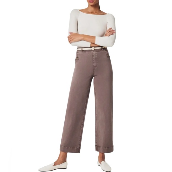 SPANX Denim - Spanx Twill Wide Leg Crop Pull on High Waist Casual  Trouser Pants Womens Large